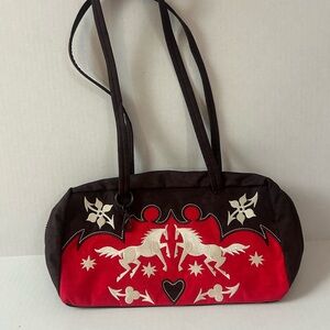 BAGGU Western Red Embroidered Shoulder Bag